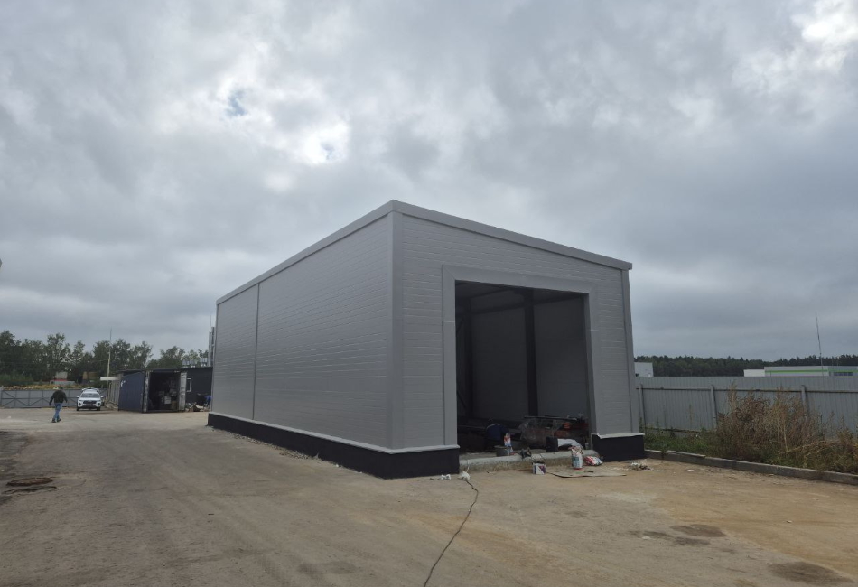 Монтаж здания дезинфекционного барьера